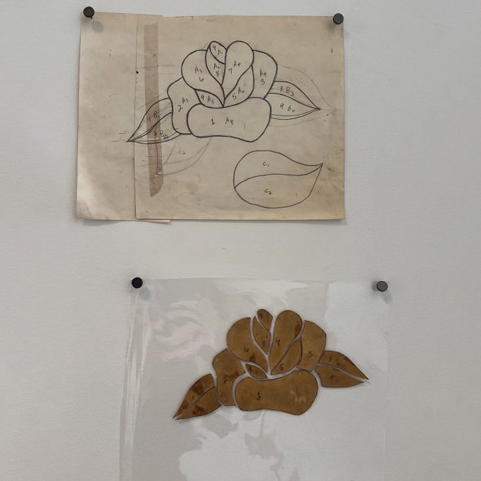 Rose stained glass drawing and pattern