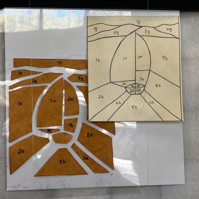 Sailboat stained glass pattern and drawing